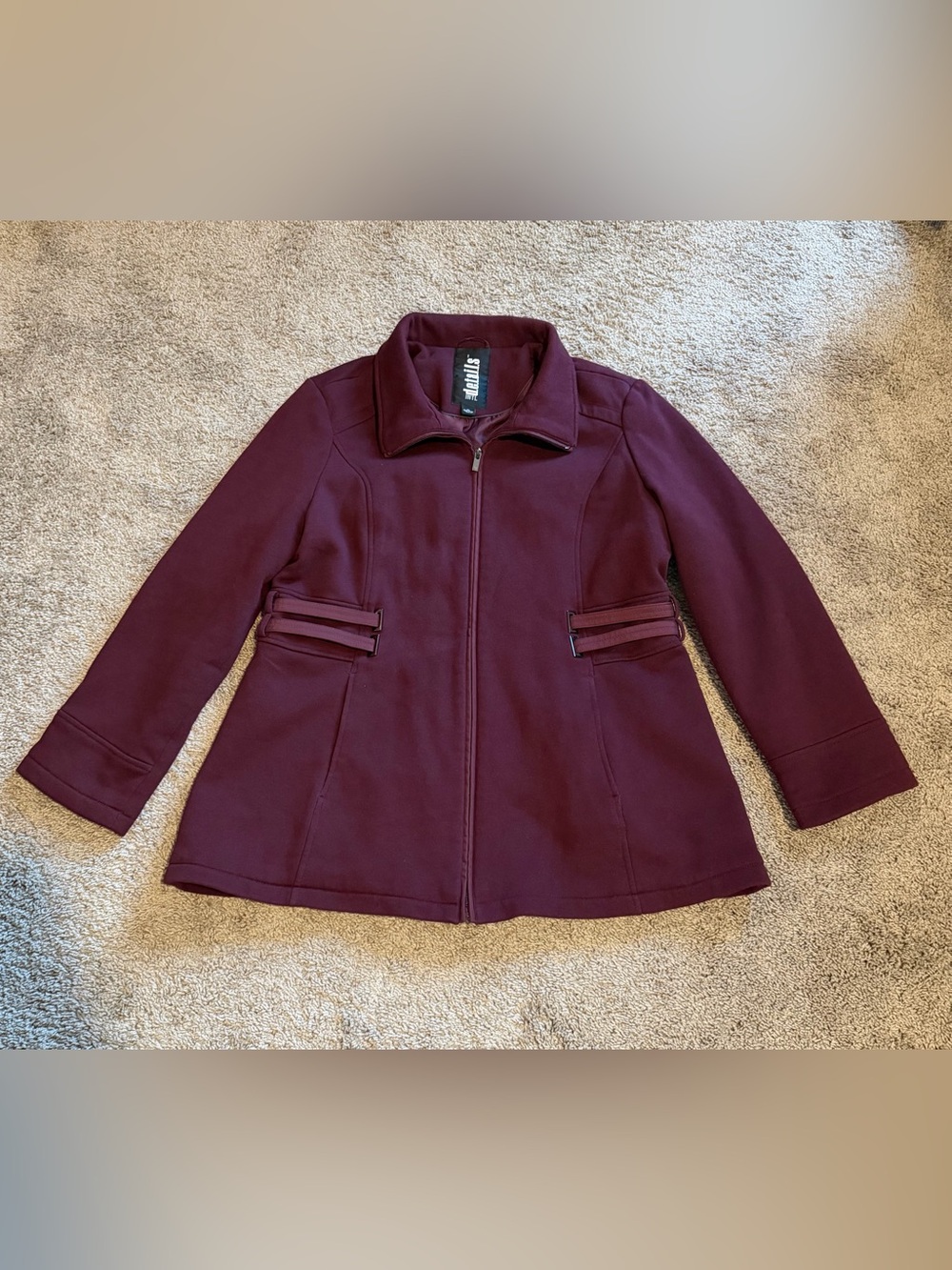 INTL d.e.t.a.i.l.s Women's Burgundy Zip-Up Utility Jacket